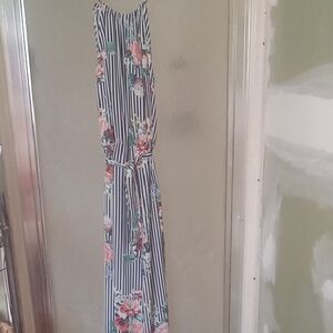 My Michelle Navy and White Striped Floral Dress